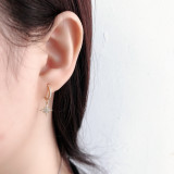 Star Charm Pave cz Eardrop Ear Clip S925 Silver Earrings