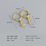 Anchor Charm Pave cz Ear Clip S925 Silver Earrings