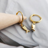 Fish Charm Ear Clip S925 Silver Earrings
