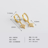 Star Charm Pave cz Eardrop Ear Clip S925 Silver Earrings