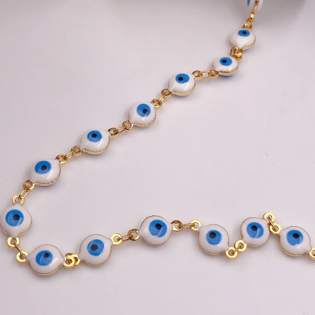 Enamel round white eye necklace chain ( price by meter )