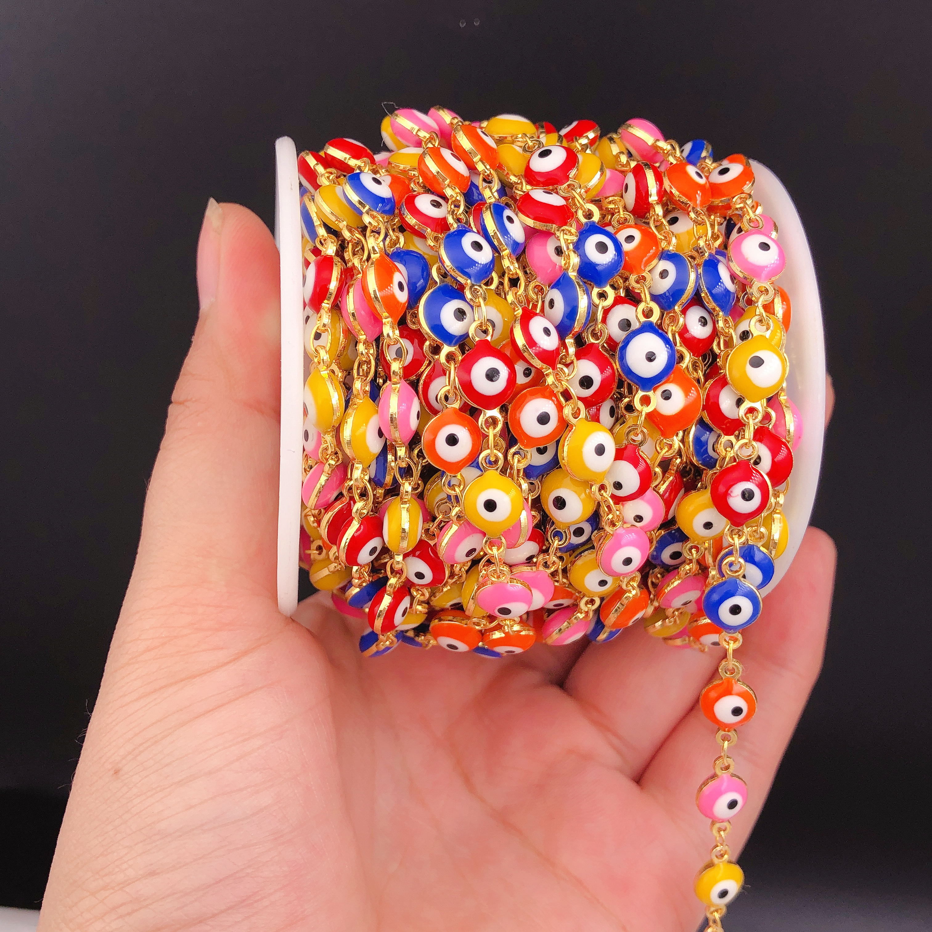 Enamel round  eye chain ( price by meter )