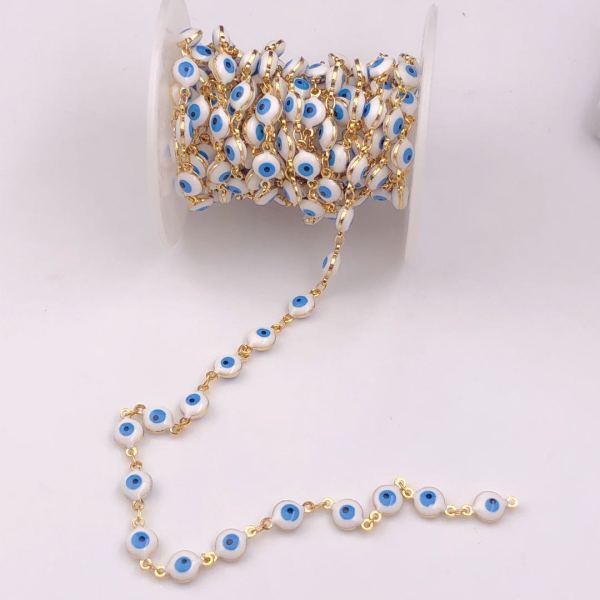 Enamel round white eye necklace chain ( price by meter )