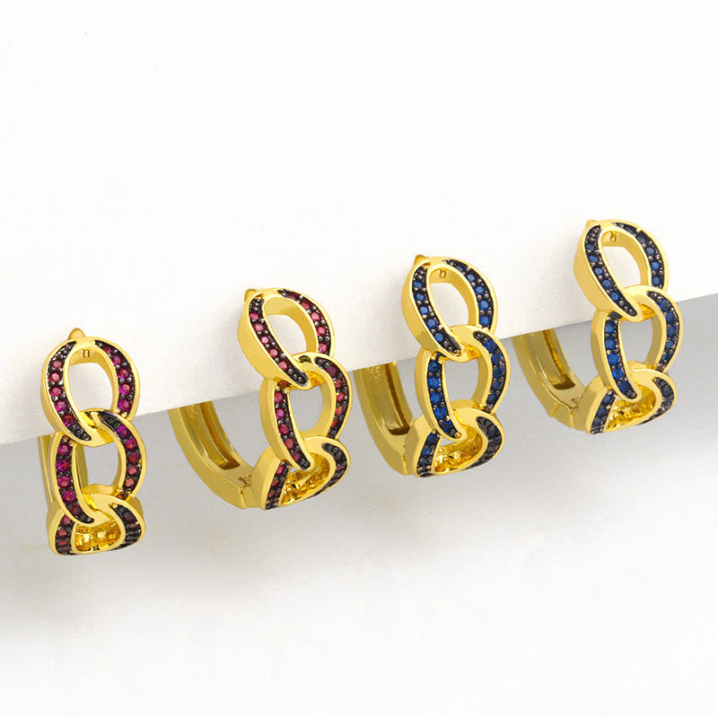 Zircon Chain Hoop Earring