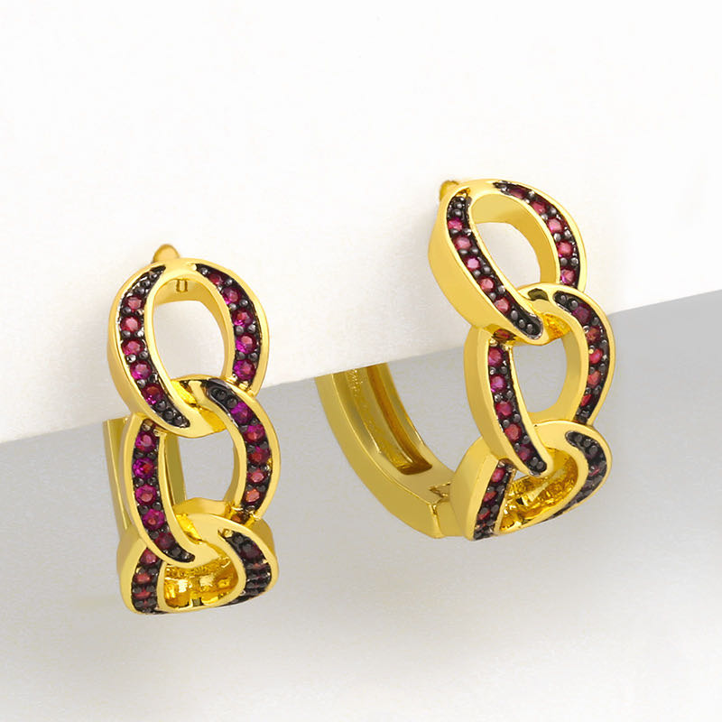 Zircon Chain Hoop Earring