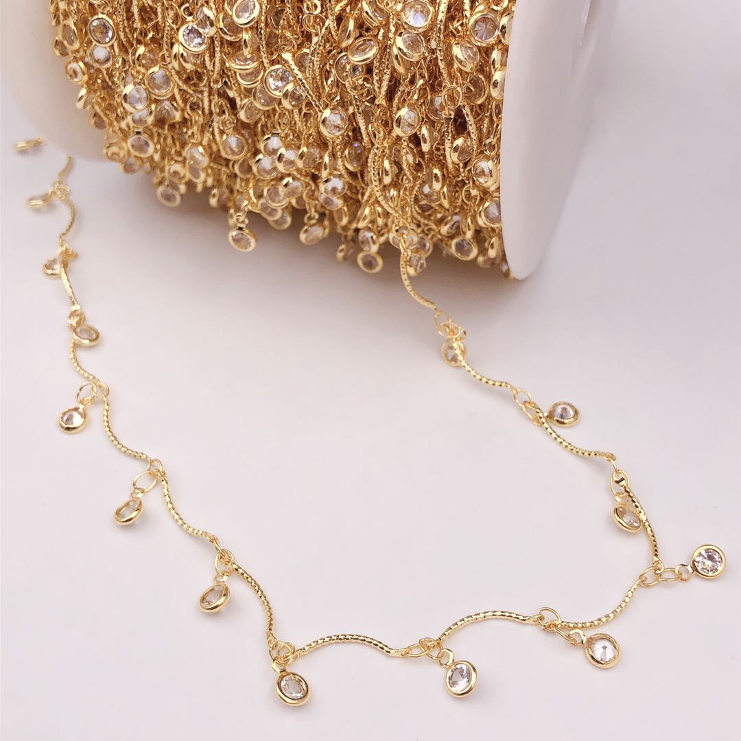 Drop round zircon chain