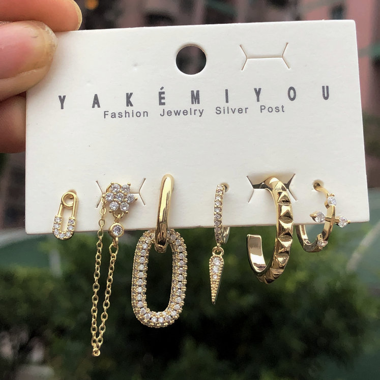 Square Cross Charms Set Earring