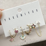Colorful Heart Star Charms Set Earring