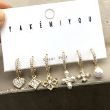 Pave Hear Cross Charms Set Earring