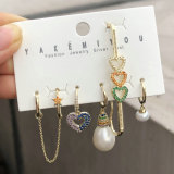 Heart Pearl Charms Set Earring