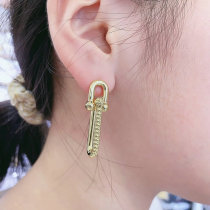 Gold Plating Pave Long Earring