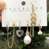 Heart Pearl Charms Set Earring