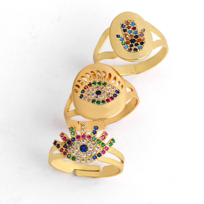 Colorful Evil Eye Adjustable Ring