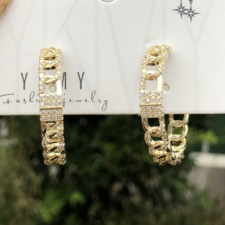 Pave Zircon Hoop Earring