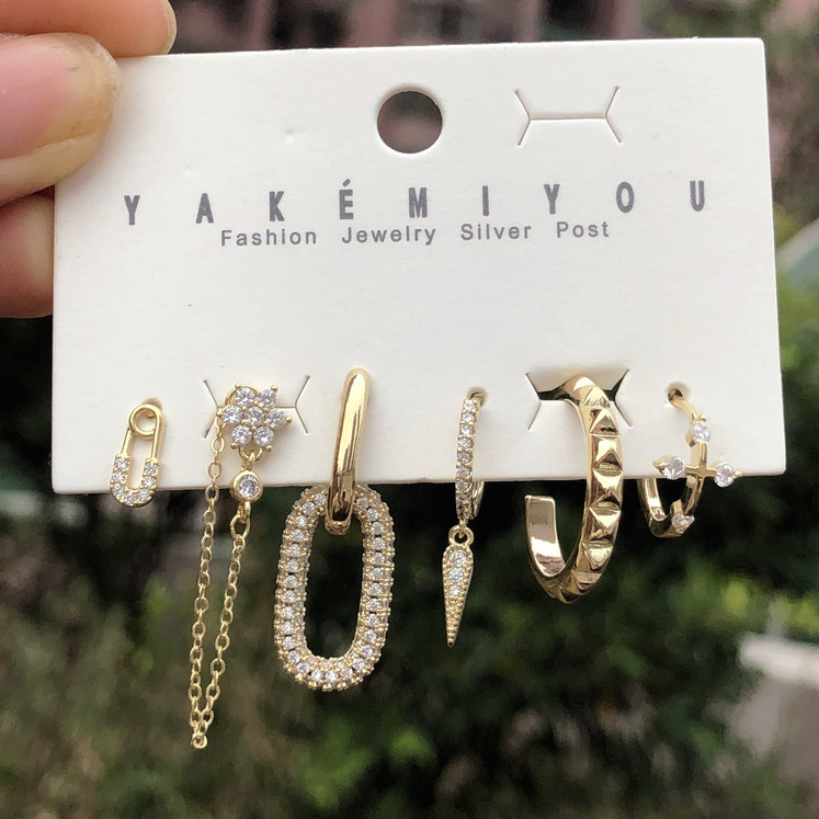 Square Cross Charms Set Earring