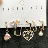 Lip Heart Pearl Charms Set Earring