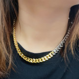 Silver gold color chunky chain necklace 