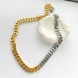Silver gold color chunky chain necklace 