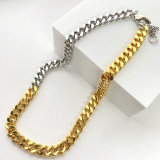 Silver gold color chunky chain necklace 