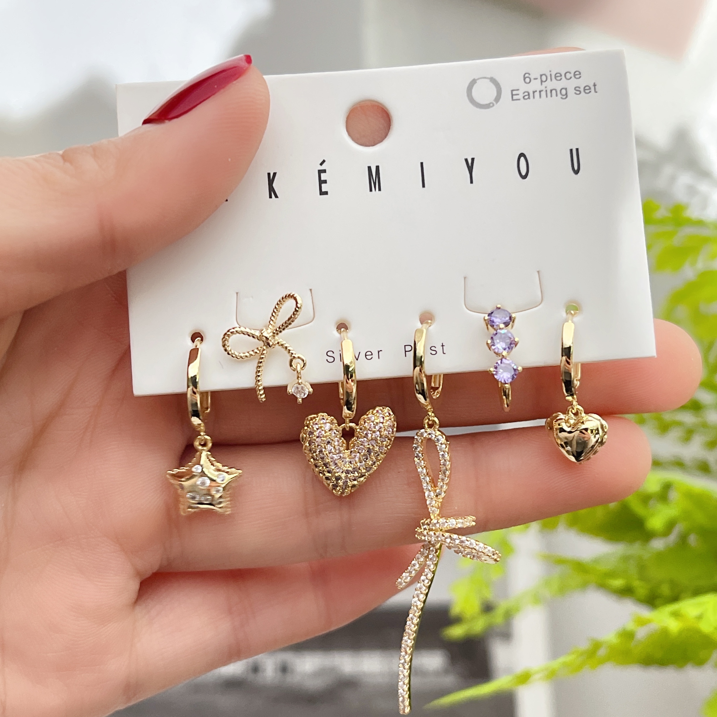 Pink heart charm earring