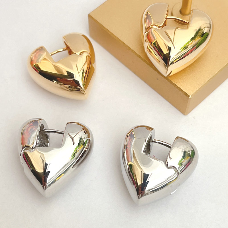 Large Full Peach Heart Earring