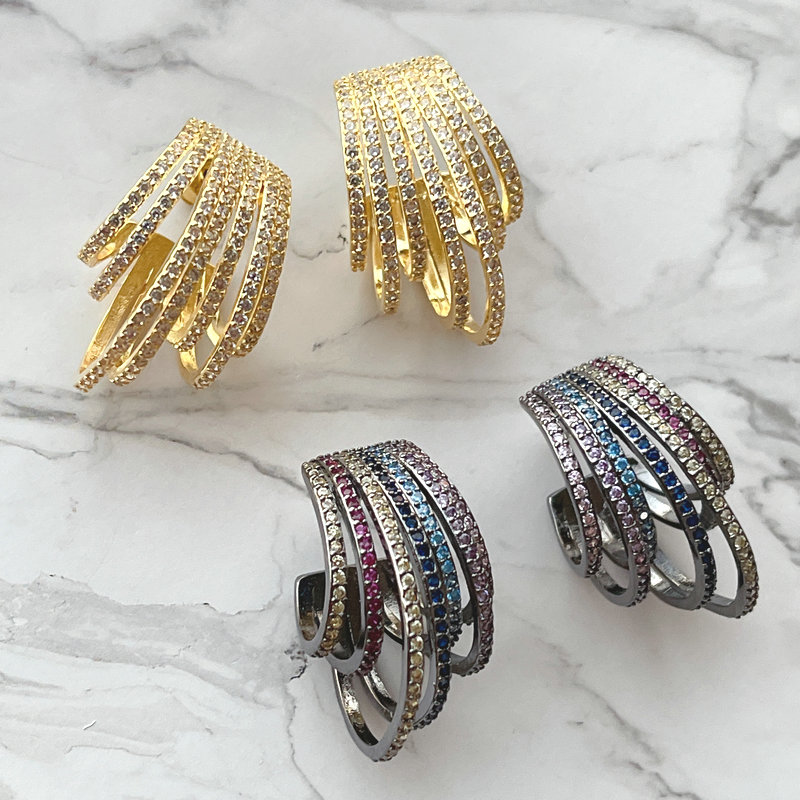 Pave irregular colored zircon earring