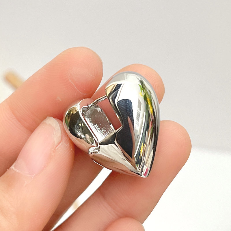 Large Full Peach Heart Earring