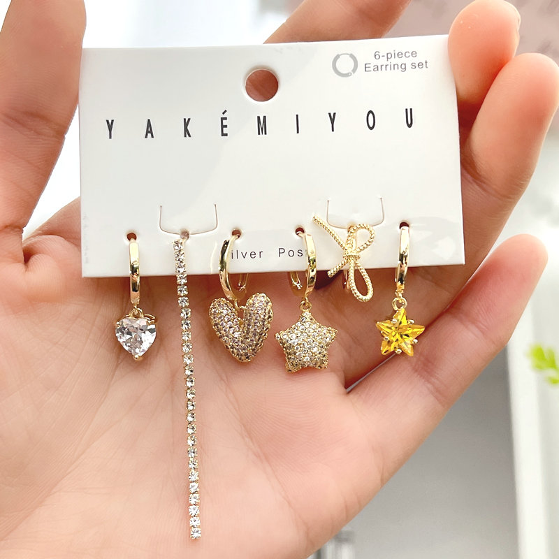 Heart and star charm set earring