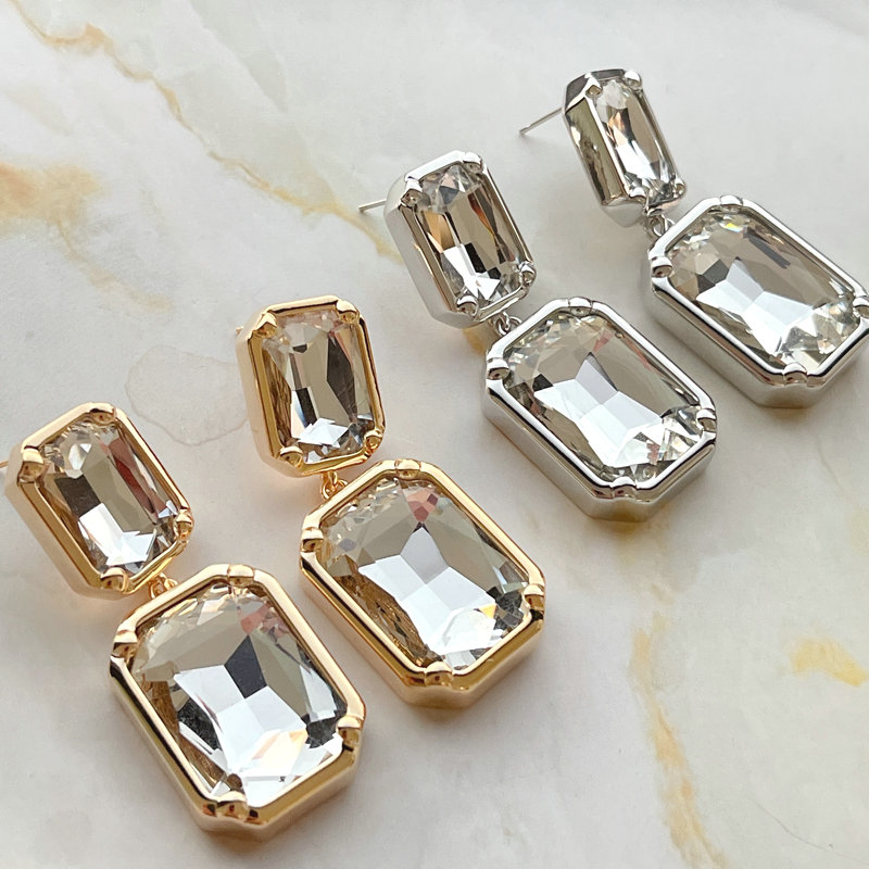 Large zircon Square Earring