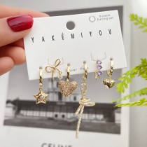 Pink heart charm earring