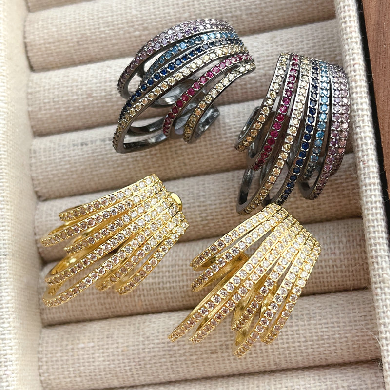 Pave irregular colored zircon earring