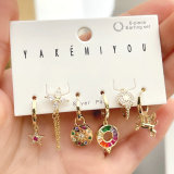Round rainbow charm set earring