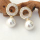 Mirco Pave Zircon Earring With Round Pearl