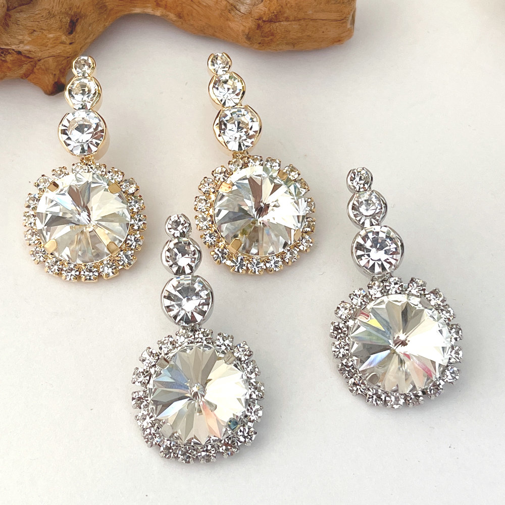 White Crystal Drop Earrig