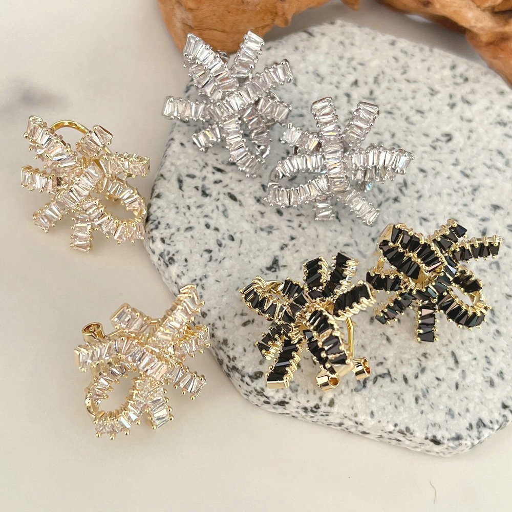 Mirco Pave Zircon Flower Earring