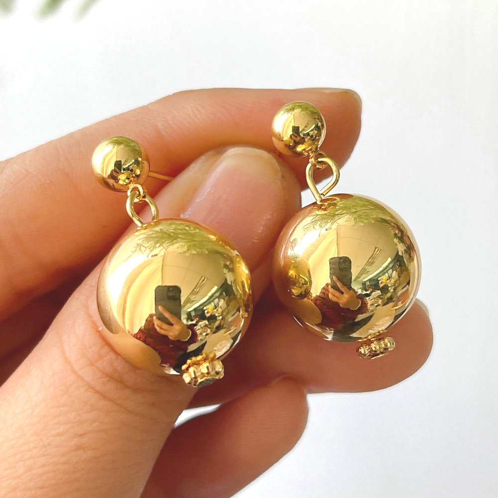 Gold Ball Earring
