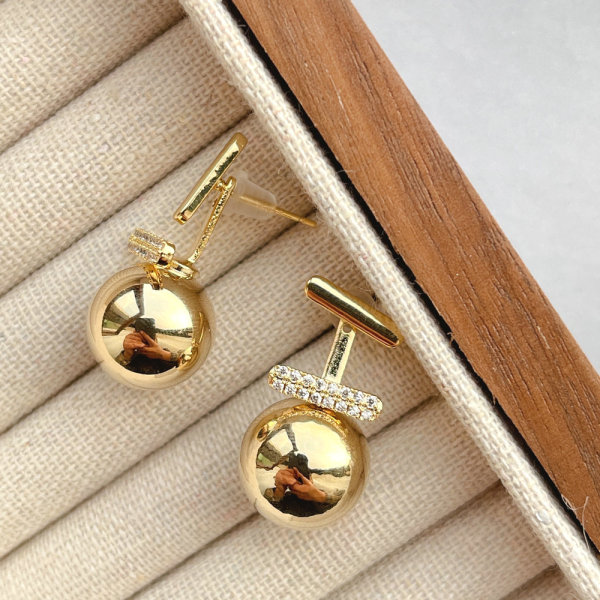 Gold Ball Earring
