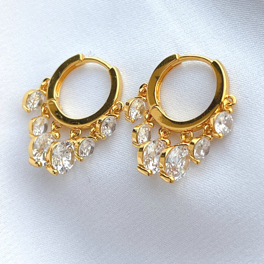Zircon round charms earring