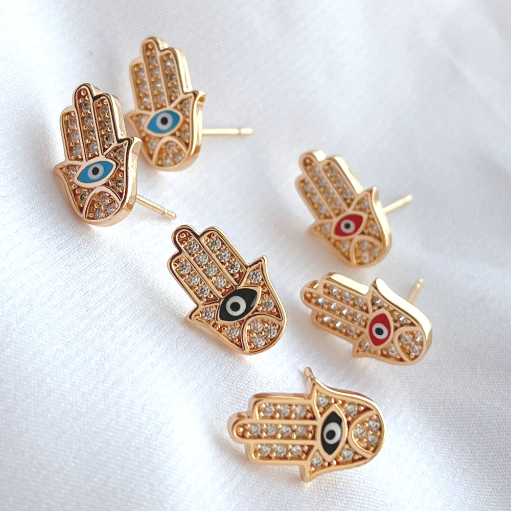 Enamel eye palm ear Stud