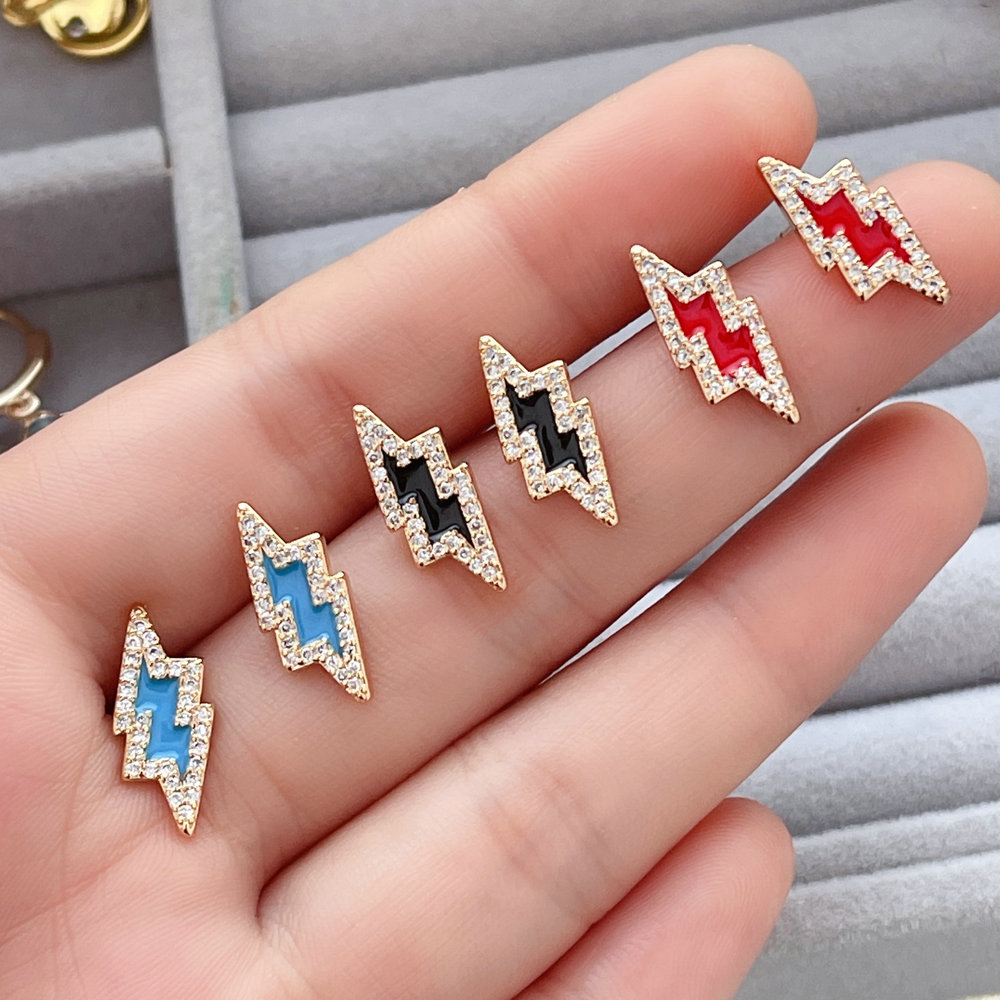 Enamel lightning Ear Stud