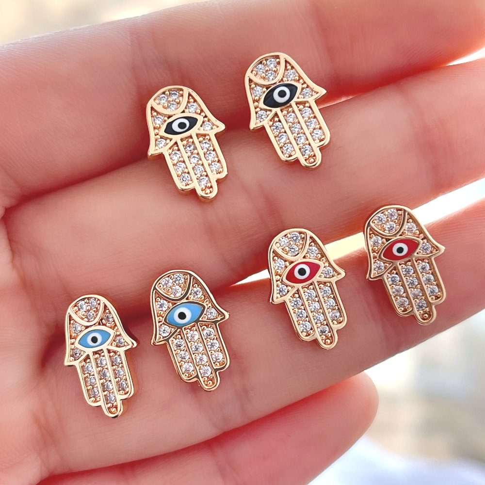 Enamel eye palm ear Stud