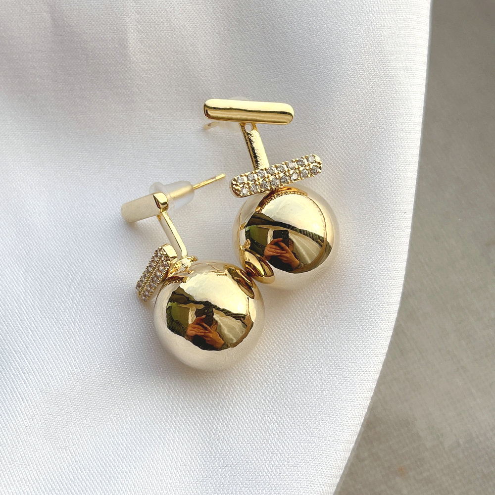 Gold Ball Earring