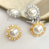 Mirco Pave Round Pearl Earring