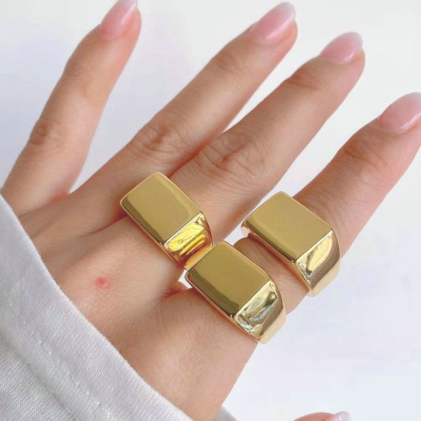 Golden metal square ring