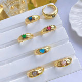 Mirco Pave Adjustable Oval Ring With Heart Stone
