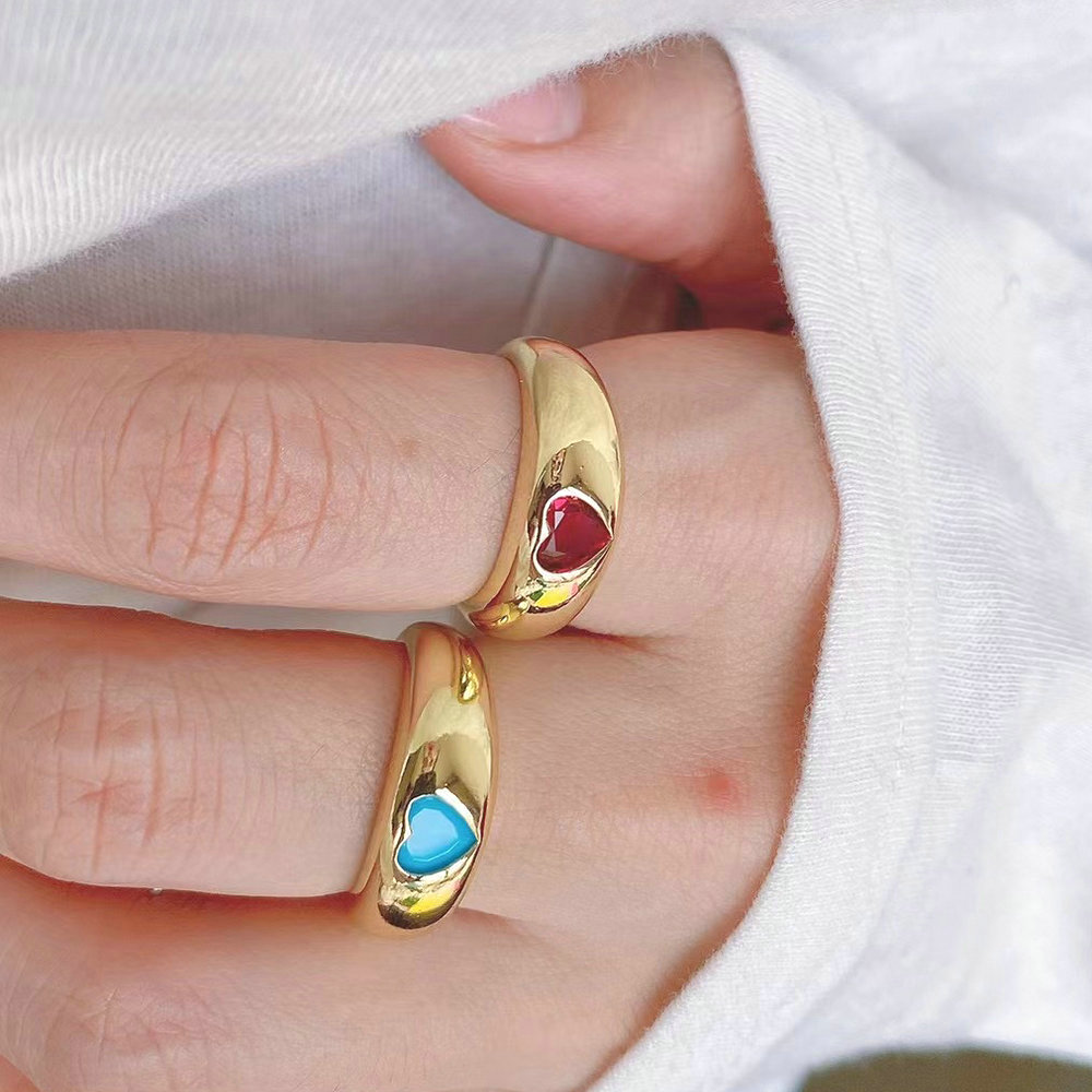Mirco Pave Adjustable Oval Ring With Heart Stone