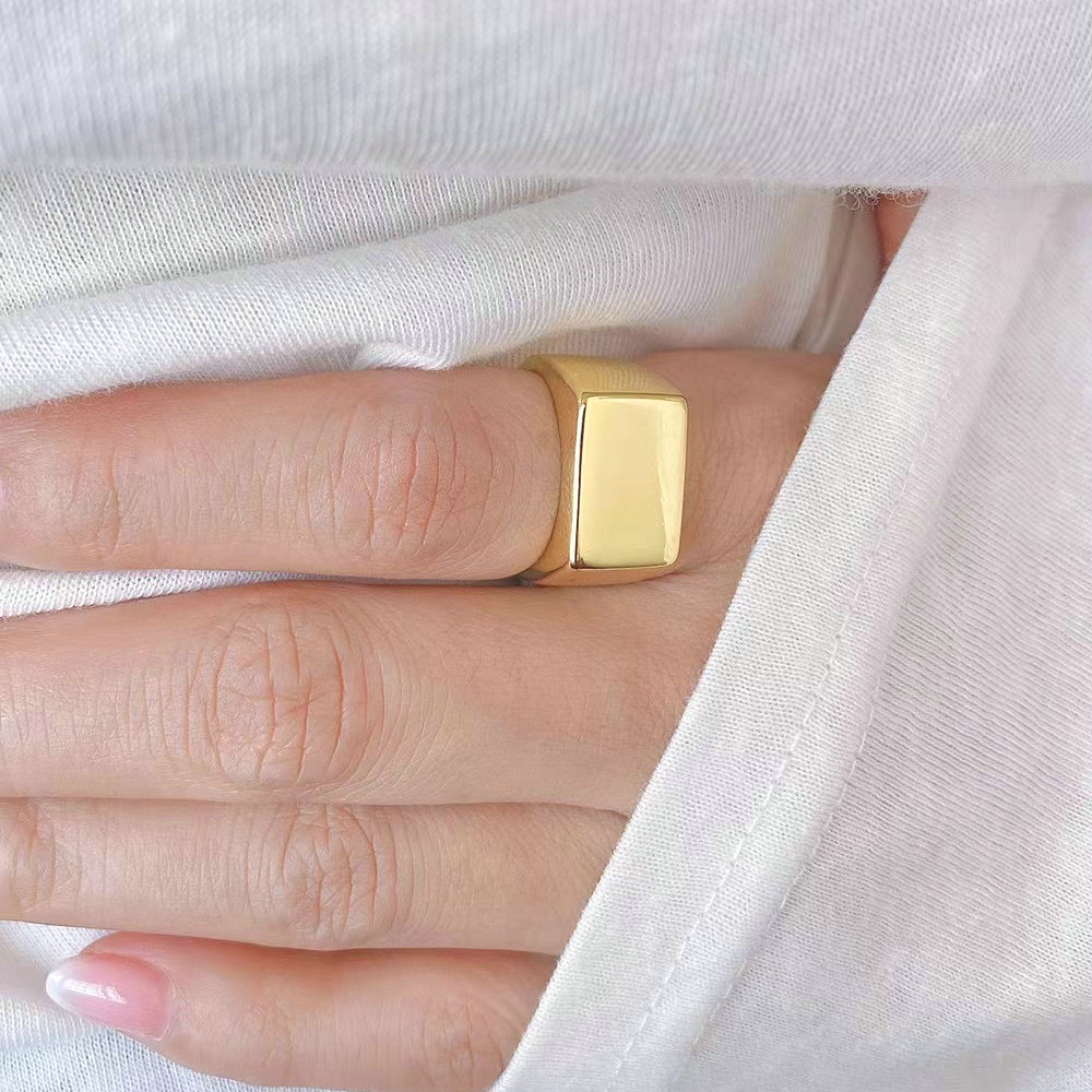 Golden metal square ring