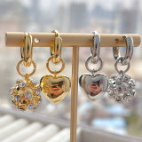 Heart drop charm earring