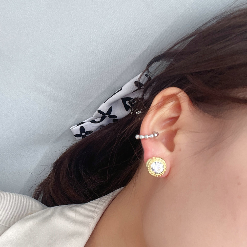 Round big zircon ear stud