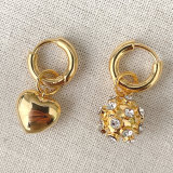 Heart drop charm earring
